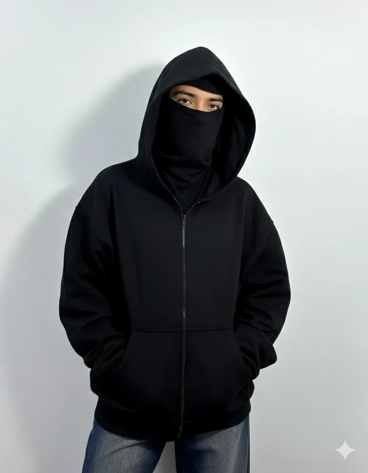 Men's Full Sleeves Zipper Hoodie with Mask