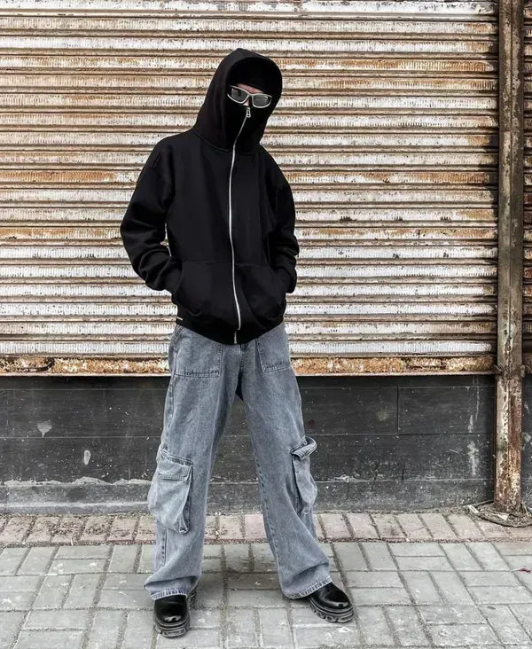 Men's Full Sleeves Zipper Hoodie with Mask